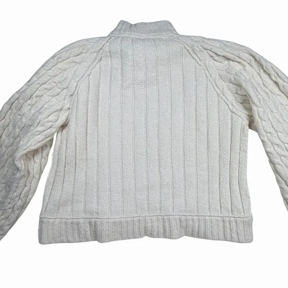 Free People Cable Knit Slouchy Boxy Oversized Sweater Ivory Size Large Chunky - Picture 5 of 9